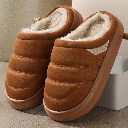 Cozy plush winter slippers in a variety of colors, featuring suede uppers and plush lining for exceptional indoor comfort and warmth.