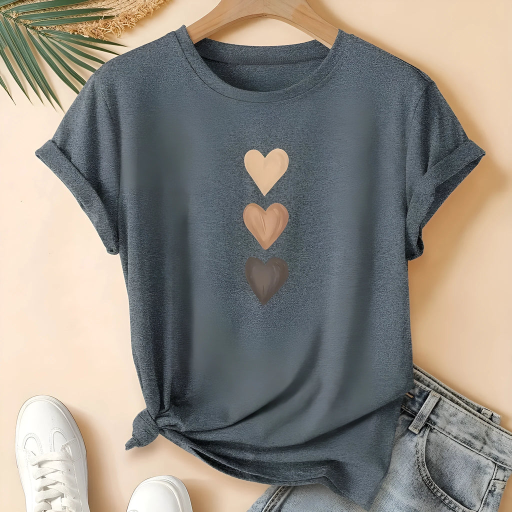 Women's pure cotton short sleeve round neck T-shirt in art retro Chinese style, showing colour options.