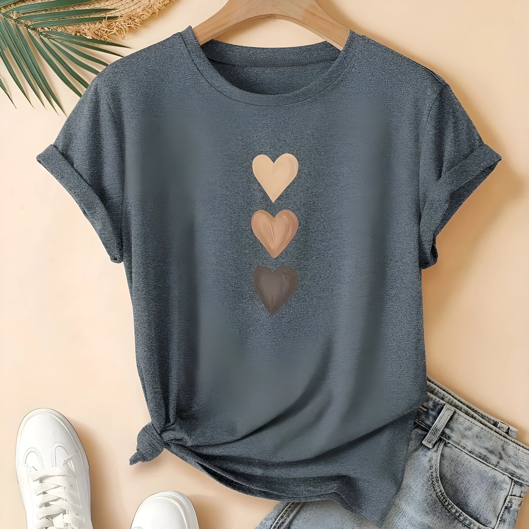 Women's pure cotton short sleeve round neck T-shirt in art retro Chinese style, showing colour options.