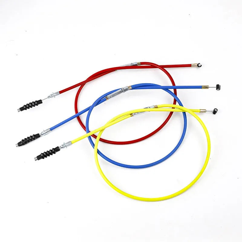 Apollo ATV scramble motorcycle clutch and accelerator replacement cable, 0.98 metres long in various colours.