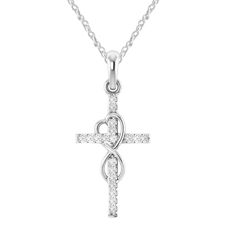 Alloy diamond eight-character cross necklace in gold, silver, and rose gold with adjustable length