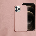 Genuine leather protective case for iPhone in simple half-wrap design on a table.