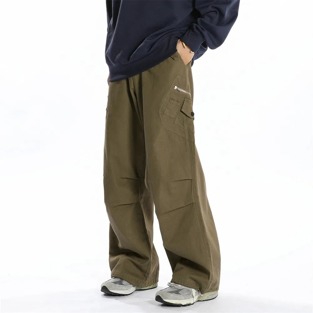 Men's casual cotton trousers in solid black colour, leisurewear for youth, front view