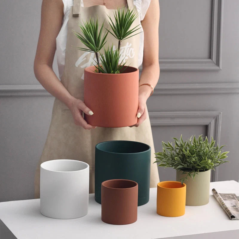 Nordic Industrial Style Ceramic Flowerpot in various colours and sizes