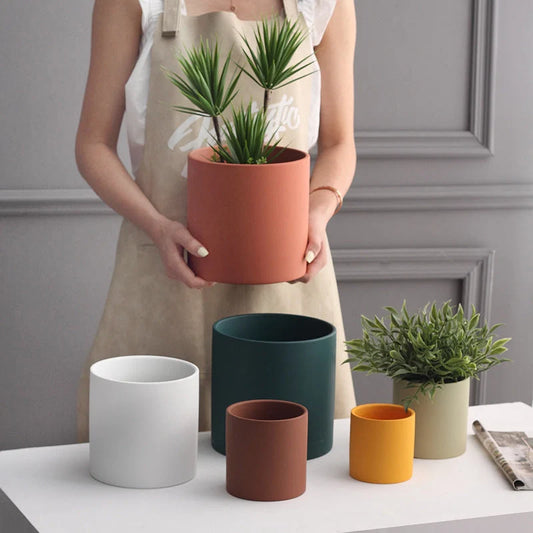 Nordic Industrial Style Ceramic Flowerpot in various colours and sizes
