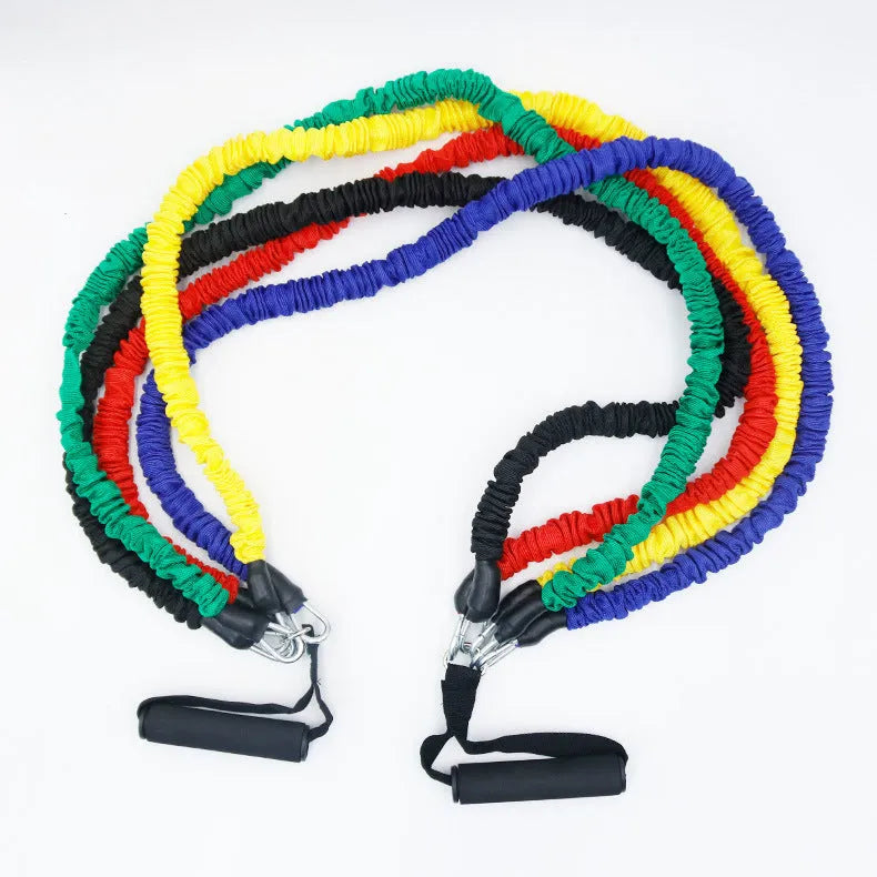11-piece TPE resistance tube set with climbing hook ribbon style, 1.2m length, for home fitness