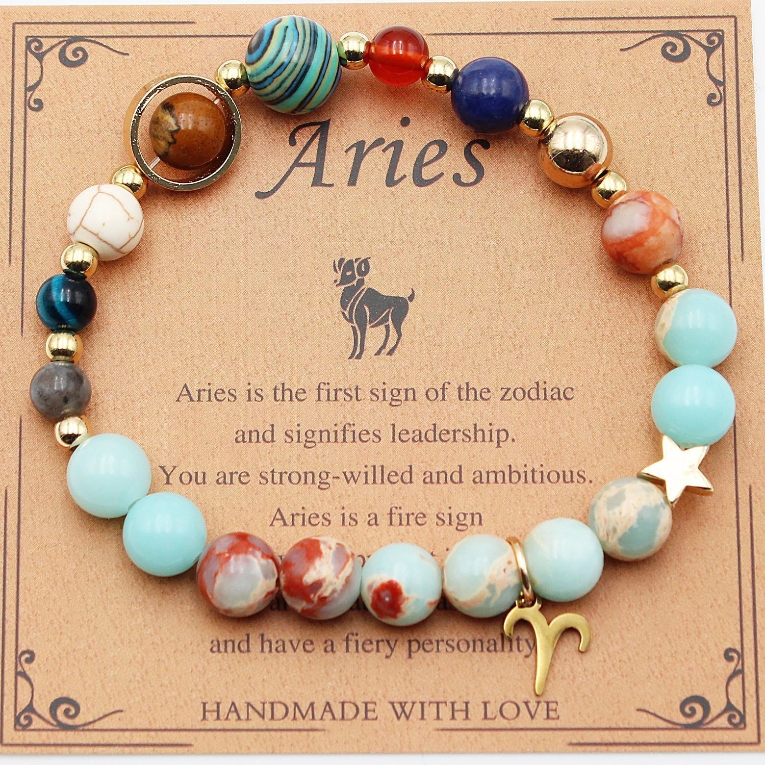 Twelve Constellations Natural Stone Beaded Bracelets - Unisex Astrological Jewellery