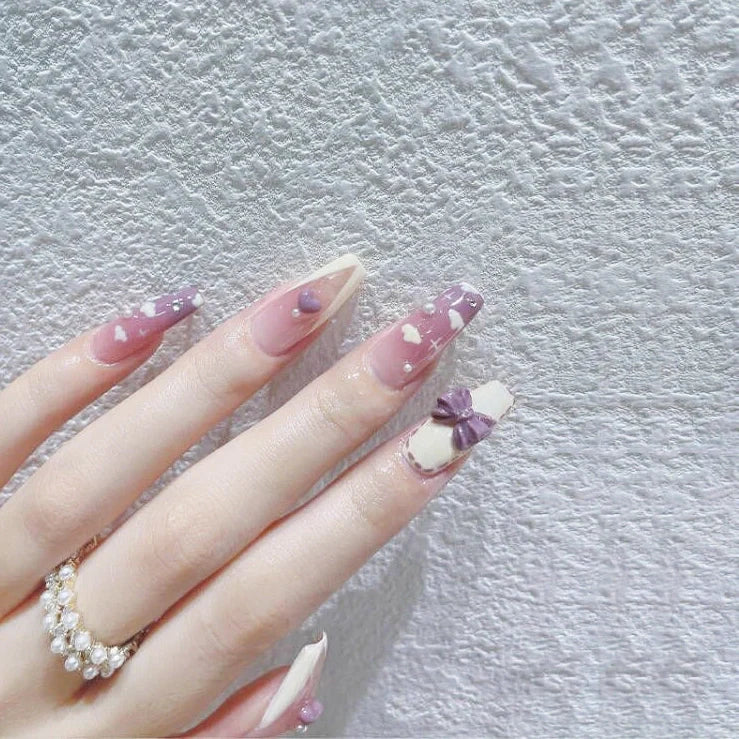 Taro purple gradient nebula flower nail stickers with milk flavor texture on jelly glue tabs