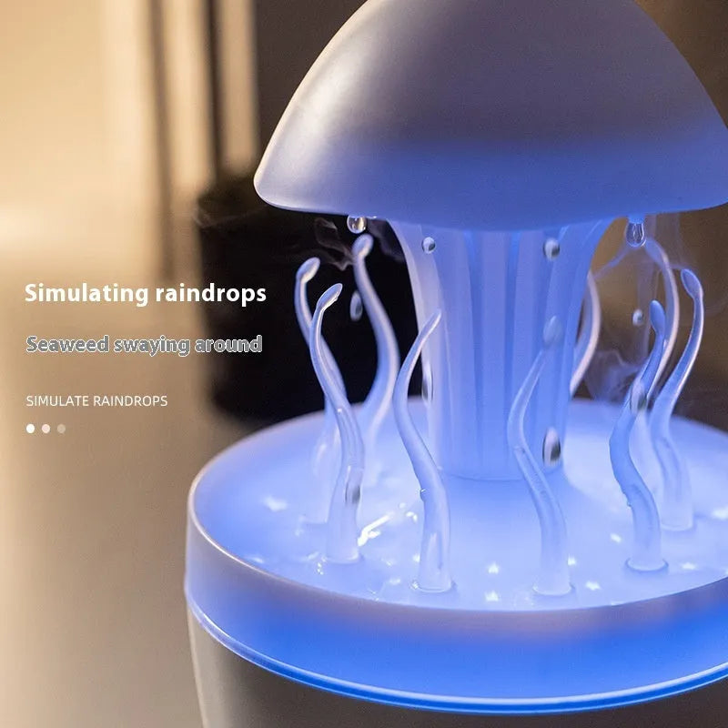 Rotating water drop aroma diffuser with colourful LED night light in column design