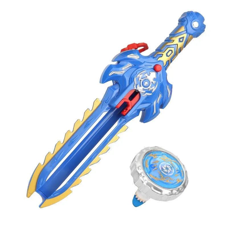 Plastic gyro toy with launcher and red battle plate for children ages 7-14