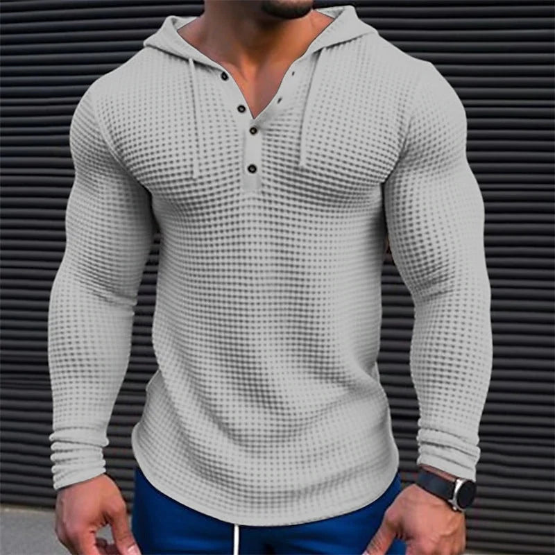 Men's slim fit waffle knit pullover in solid colours for spring and autumn wear