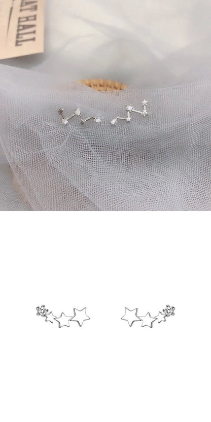 Geometric frosty stud earrings in gold and silver, modern design for women