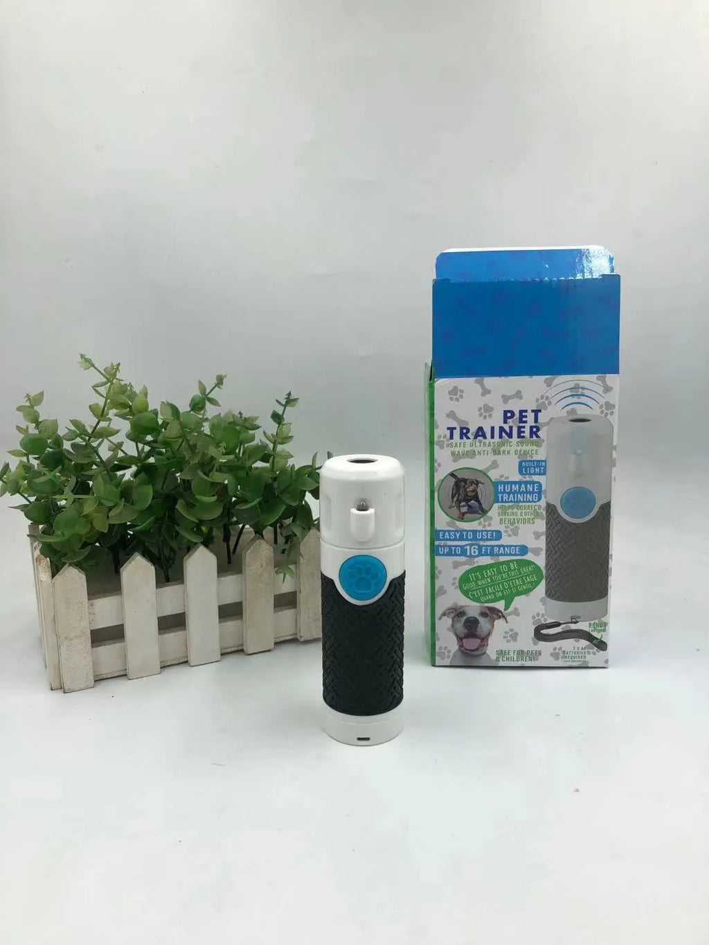 White ABS plastic handheld ultrasonic dog bark control training device