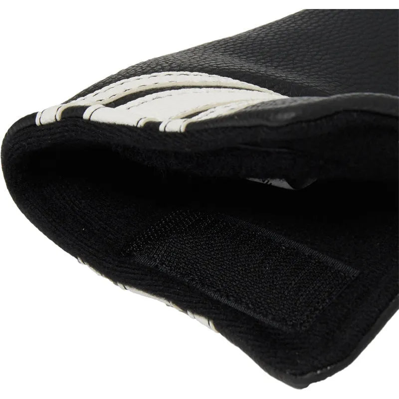 Black PU leather golf club head cover case with a sleeve for a push rod.