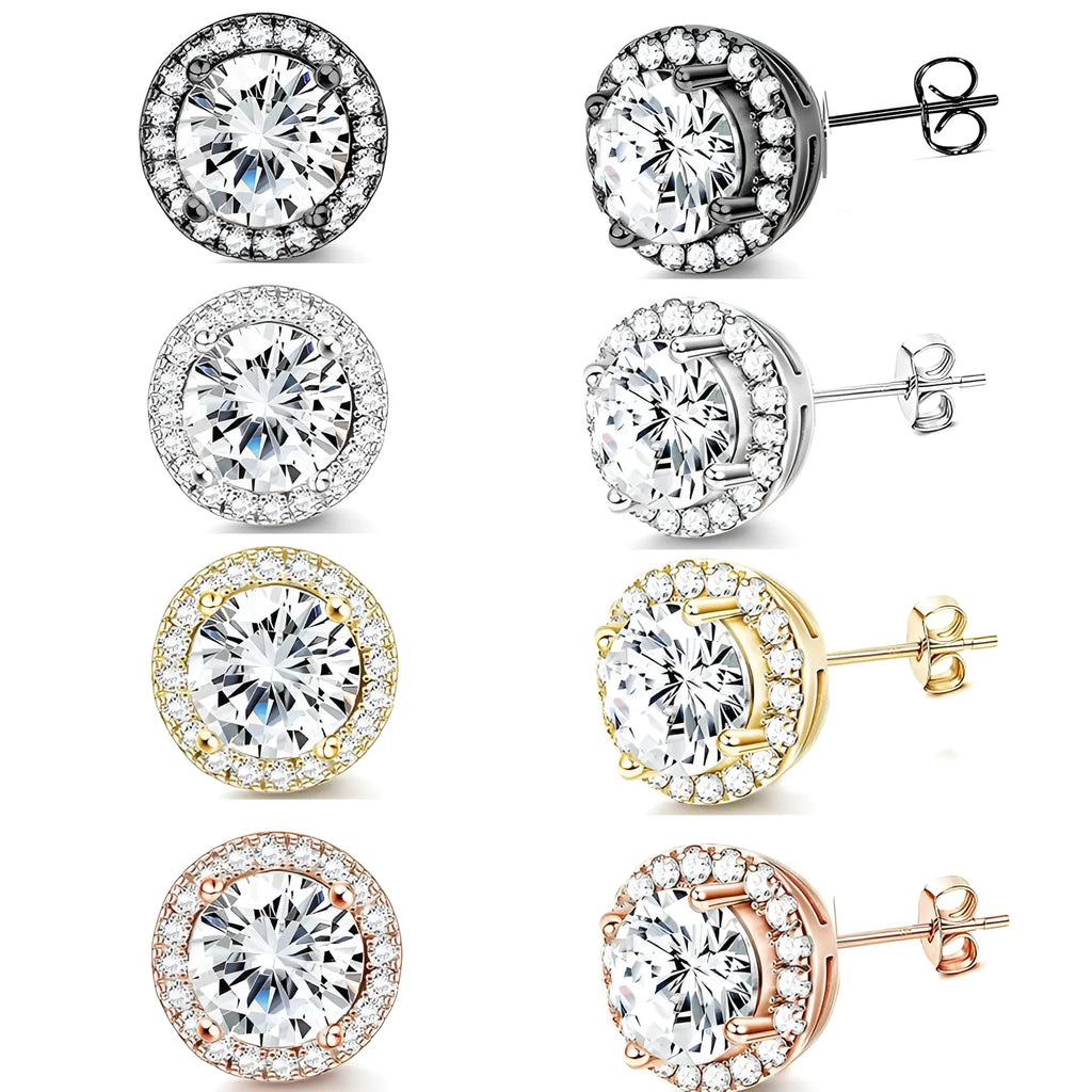 Real gold stainless steel geometric U-shape earring 8mm single stud in multiple colour options black gold rose gold steel colour unisex