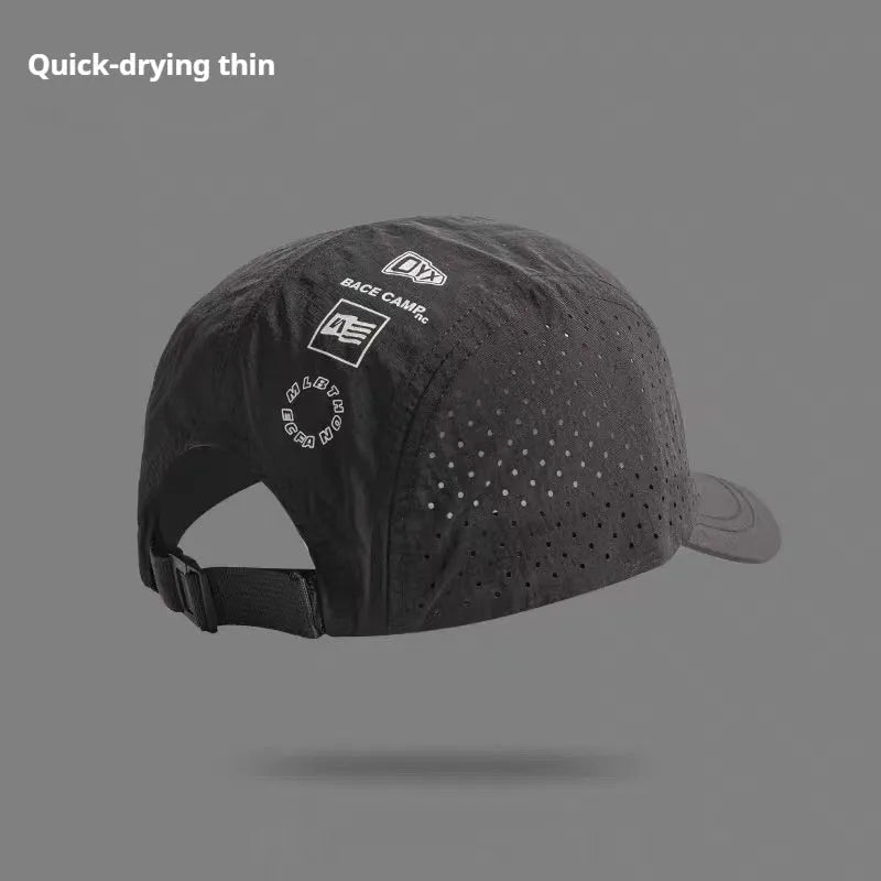 Men's purple breathable mesh baseball cap with adjustable strap and dome crown.
