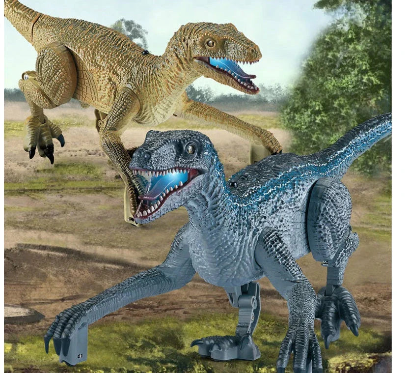 Realistic dinosaur remote control toy with 3D scales, horns, and teeth for an immersive Jurassic experience