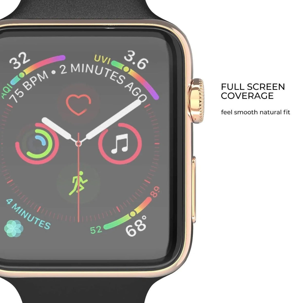 PMMA curved full screen protective film for Apple Watch in transparent black, multiple sizes available