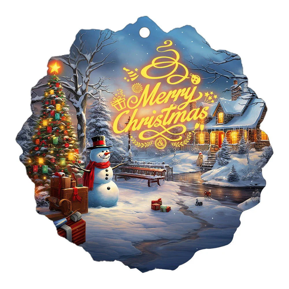 A charming acrylic car-shaped ornament with vibrant colors and a reflective finish, perfect for Christmas decor.