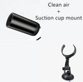 Portable 150W car heater with 360-degree rotating bracket, black and grey, 15x7cm, for defrosting and defogging vehicle windscreens