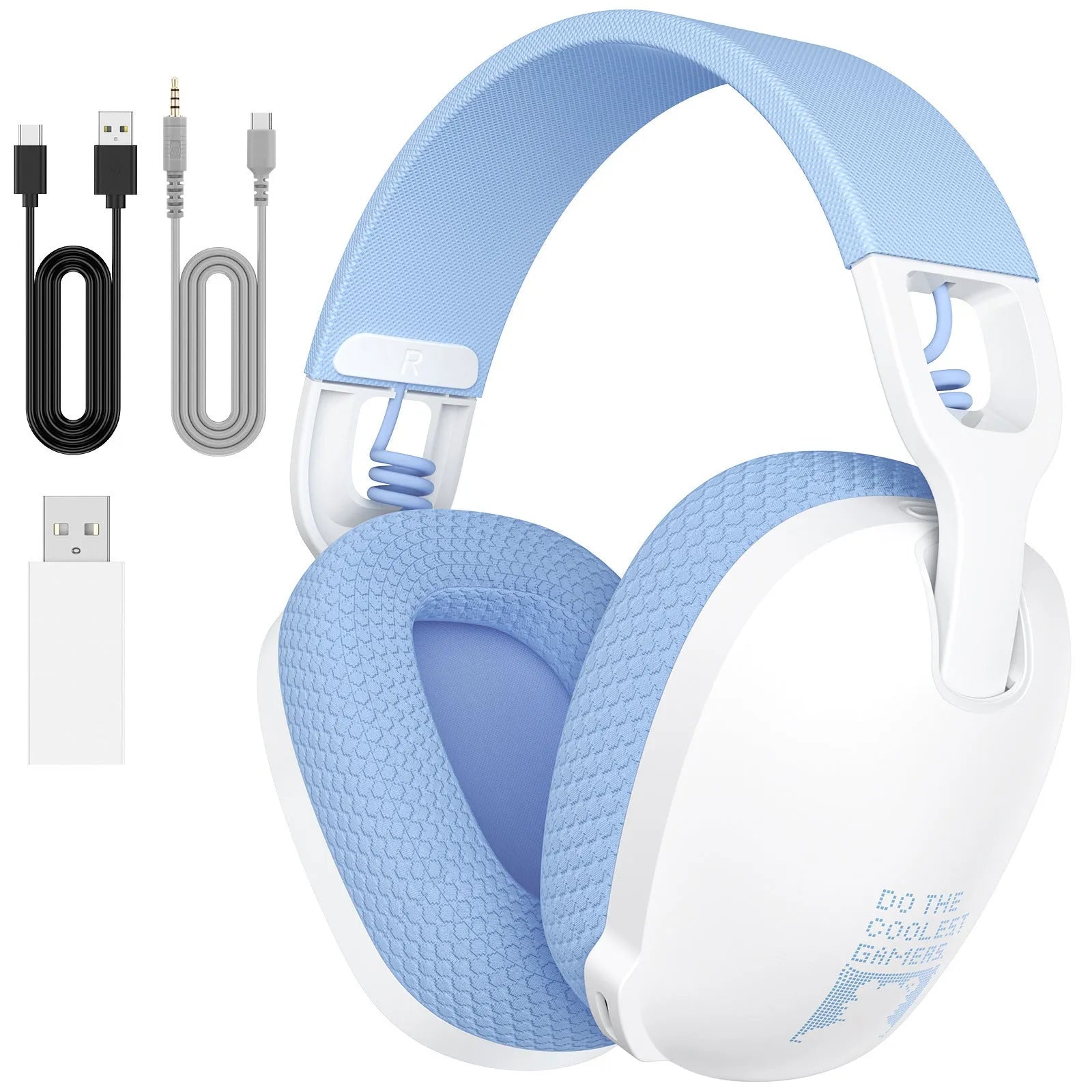 Wireless gaming headset in black colour with head-mounted design and ear cushions