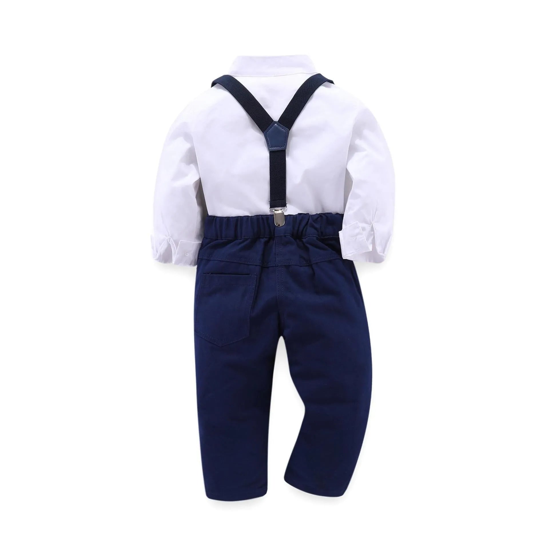 Boys blue European-style suit with height sizing from 90cm to 130cm