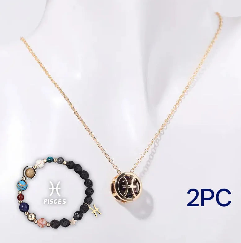 Handmade natural stone beaded necklace and matching bracelet set on a plain background.