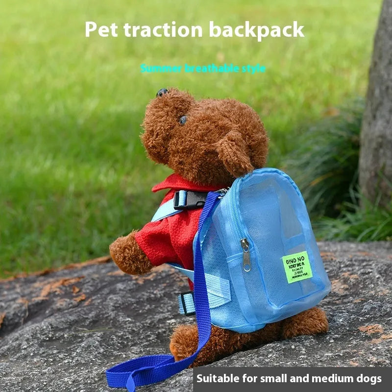 Solid colour polyester canvas dog carrier backpack for small pets.