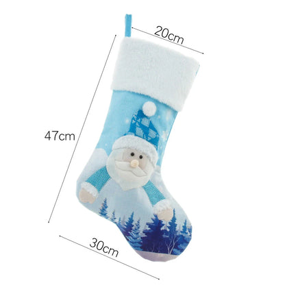 Magical luminous Christmas socks with Santa Claus and Snowman designs, featuring warm, glowing lights for festive holiday home decor