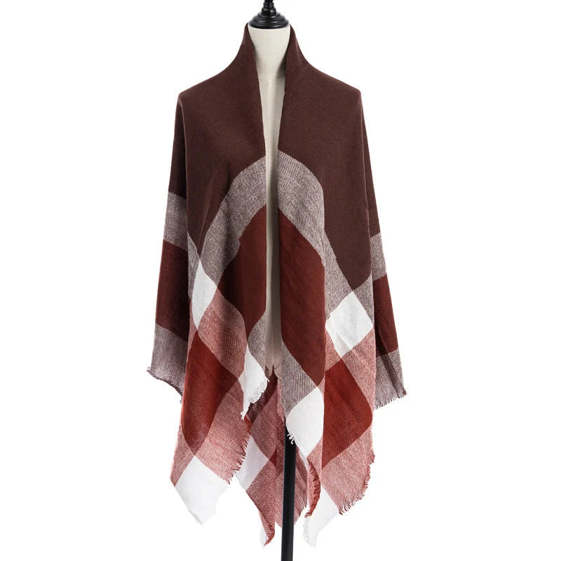 Women's double-sided Qicaigei scarf shawl in imitation cashmere, 140x140cm