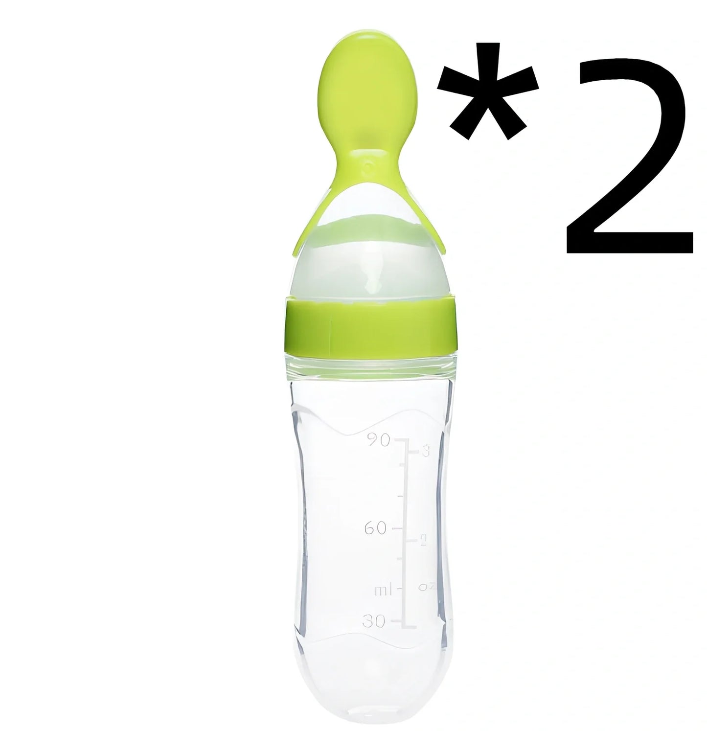 Blue baby spoon bottle feeder, 120ml capacity, food-grade silicone and PP, for 3 months semi-liquid feeding