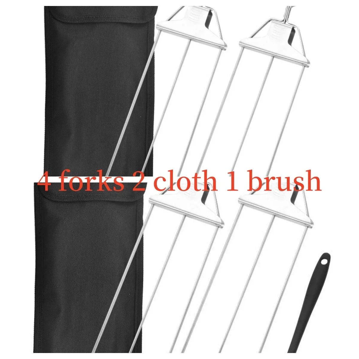 Stainless steel 3-prong BBQ skewer forks for perfect kebabs, non-stick and reusable.