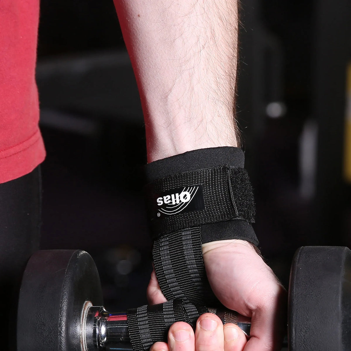 Booster stripe wrist protector gym grip aid in black and blue for fitness and outdoor sports