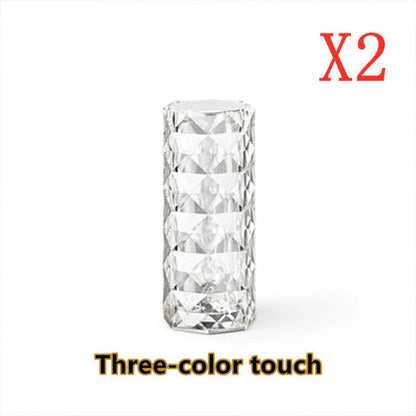 Elegant crystal table lamp with touch control and customizable 16-color lighting