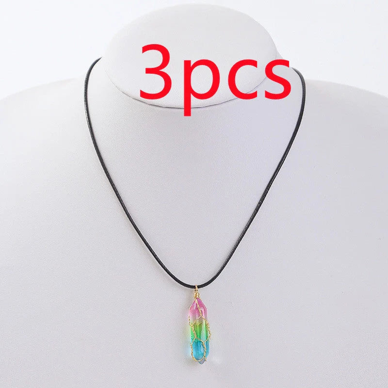 Women's transparent geometric diamond crystal necklace in various colours