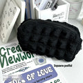 Polyester fabric pencil case with cream puff design in beige colour option