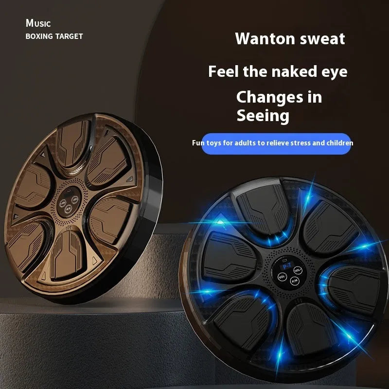 Black intelligent music boxing machine wall target with reaction training system and boxing gloves