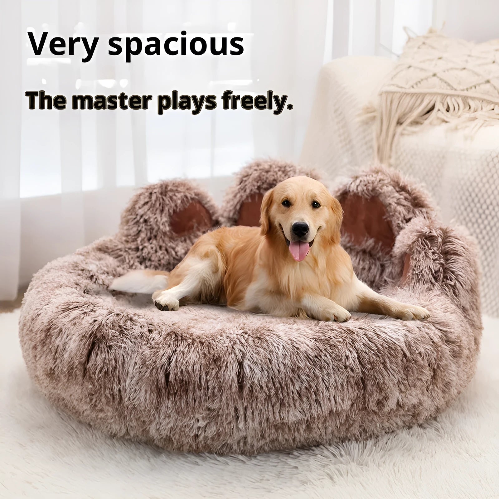 Two-color thickened plush pet bed for dogs in double silk gray with hand-shaped brush nest finish, 50cm diameter