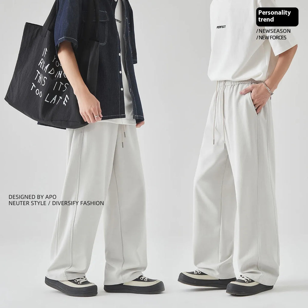 Men's straight leg casual trousers in cotton blend fabric available in grey and black colours