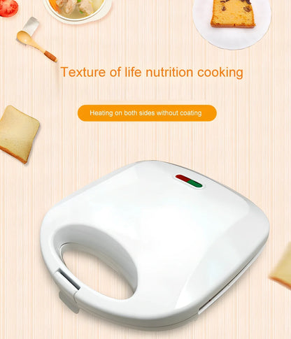 White double-sided sandwich maker with 750W power and 110x130mm non-stick plates
