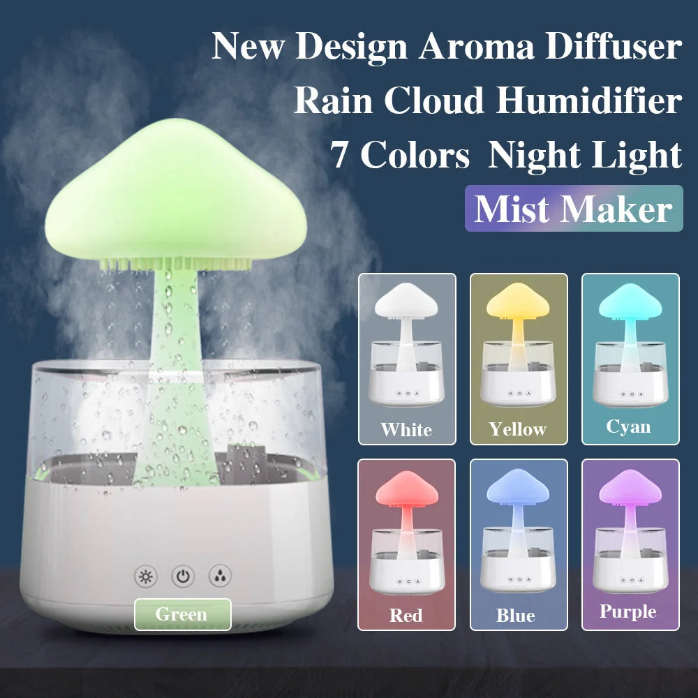 2-in-1 desk humidifier with rain cloud design and aromatherapy function