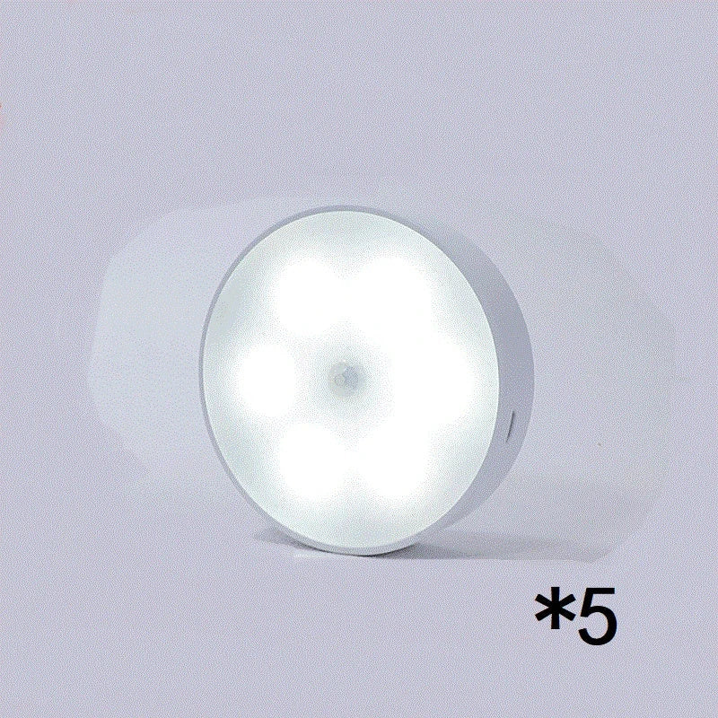 USB rechargeable motion sensor LED puck light for cabinets and night use