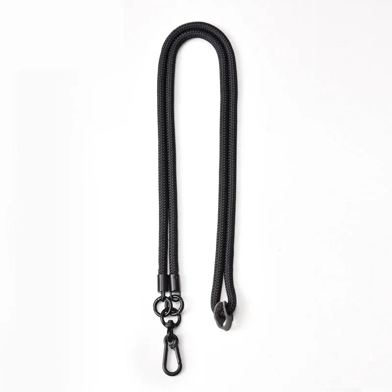 Adjustable 160cm rainbow woven polyester phone lanyard with alloy clip for crossbody or wrist wear