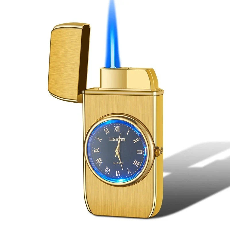 Multifunctional electronic lighter and watch combo with brushed metal design and LED display