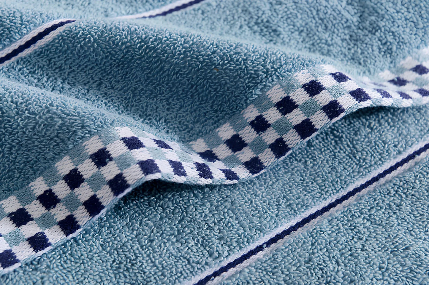 Grey houndstooth 90% cotton facial towel, 35x75cm, quick-absorbing for couples' bathroom use