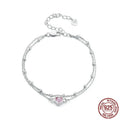 Women's sweet style sterling silver 925 bracelet with small heart-shaped charm on an adjustable chain.
