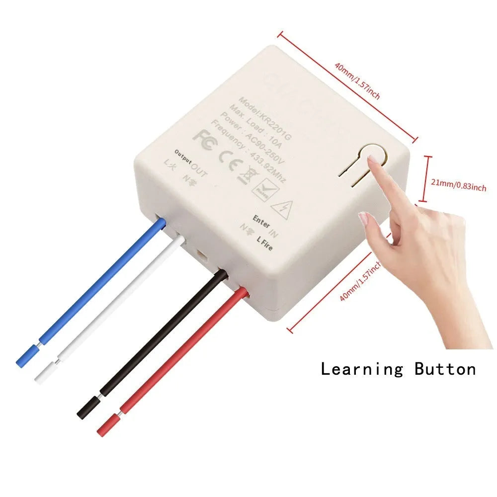 Wireless remote 433MHz controller with ABS housing, overload protection, Mini Square receiver in gray