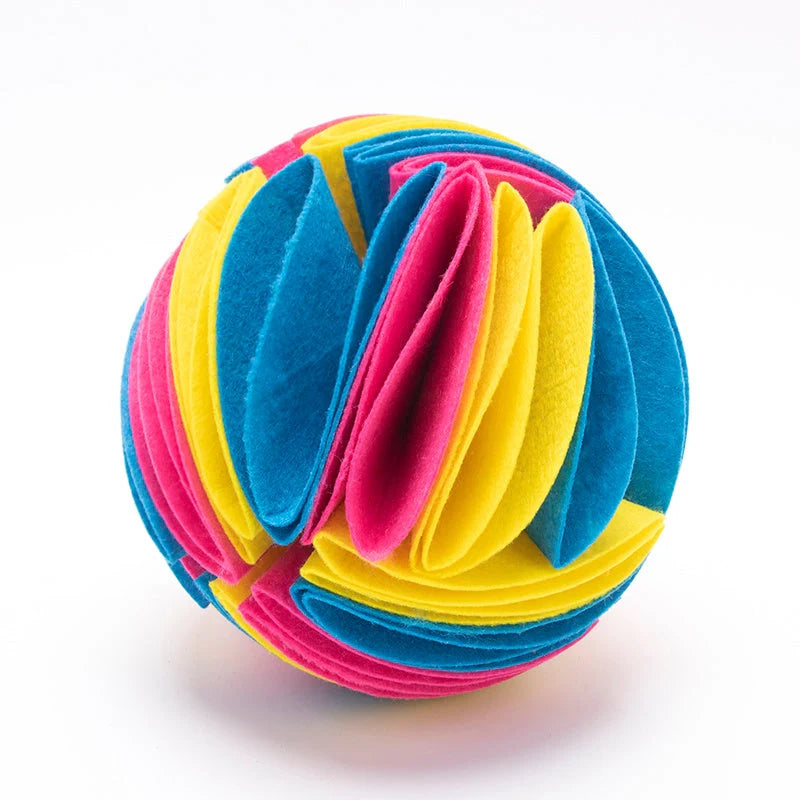 Foldable Dog Snuffle Ball in various colors for pet training and feeding