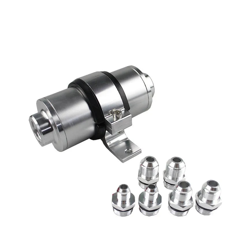 Aluminium petrol filter bracket in six colour options for high-flow magnetized fuel filters