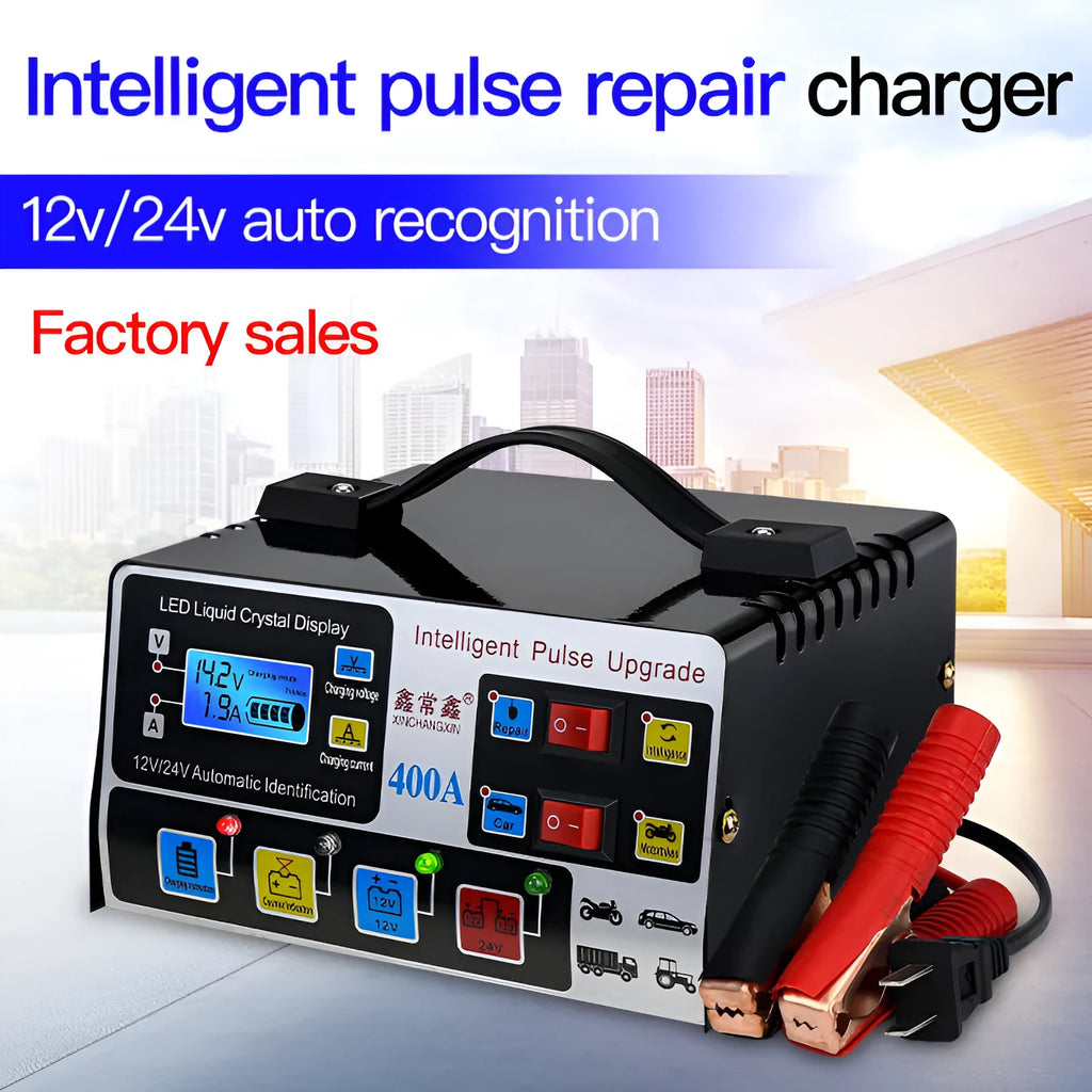 Liuxian 400A fully automatic truck battery charger 400W black with EU plug